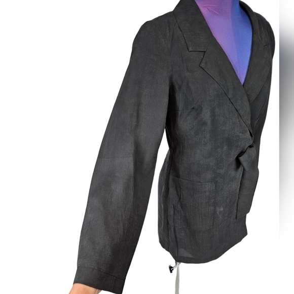 Zara TRF Collection Black Silky Long Sleeve Wrap Blazer Romper Size Small J46 - Picture 5 of 11